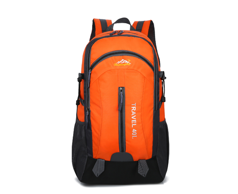 Pomarańczowy wodoodporny plecak 40L 55 cm Plecak podróżny na kemping z otworem do ładowania USB