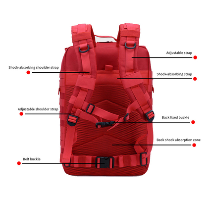 Czerwony poliester Tactical Travel Plecak na laptopa 45L Outdoor Military Backpack