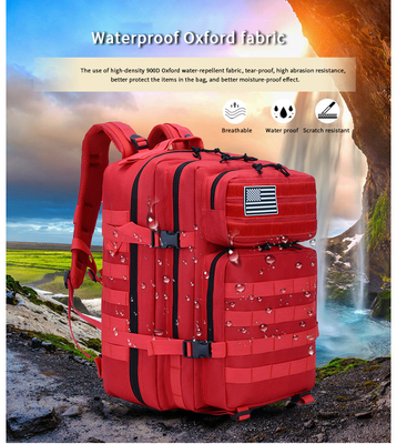 Czerwony poliester Tactical Travel Plecak na laptopa 45L Outdoor Military Backpack