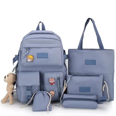 Zestaw tornistrów dla dziewcząt Płótno 5-częściowy zestaw plecaków Sling Pencil Bag ODM