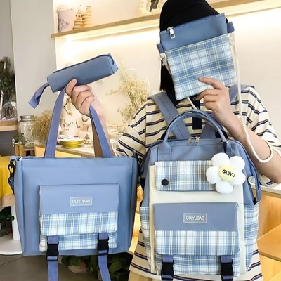 Canvas Girls School Bag Set College Wodoodporny zestaw torebek na książki Portfel