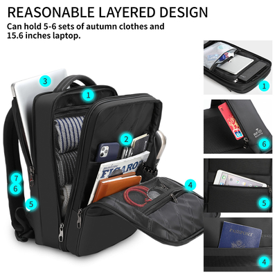 Modna teczka biurowa dla mężczyzn Business Travel Laptop Full Open RFID Black